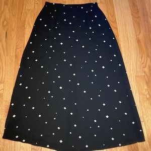 Liz Claiborne Collection Black Crepe Skirt with White Confetti Print, Size 12